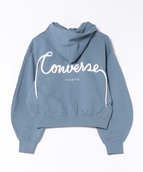 CONVERSE TOKYO（コンバーストウキョウ）の「BACK SPINDLE LOGO ZIP HOODIE（パーカー・レディース・ピンク/ブラック/ブルー/セージグリーン/杢グレー/アイボリー・FREE）」の9枚目の写真