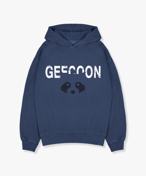 GEECOON(ジークーン)の「ピグメントダイングダークネスシンボルフードスウェットシャツ GEE257-103 ブルー(パーカー・メンズ・ブルー・LARGE/X-LARGE)」の1枚目の写真