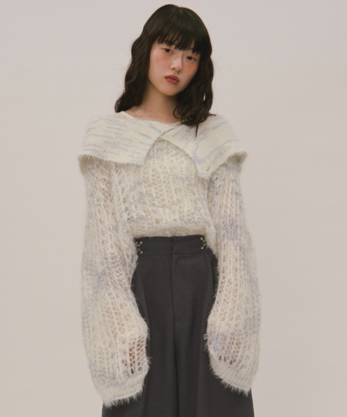 sheer collar knit / シアーカラーニット（ニット/セーター）｜loin