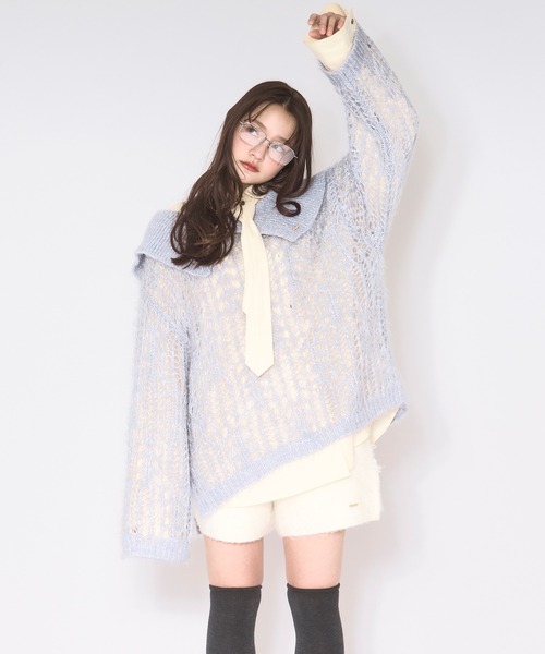 loin nuit（ロワンニュイ）の「sheer collar knit / シアーカラー