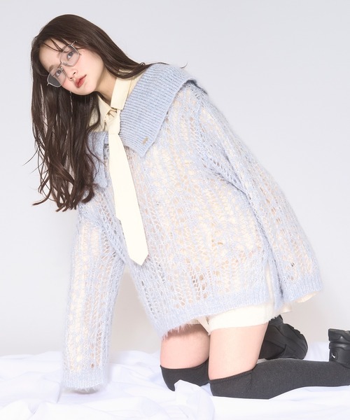 loin nuit（ロワンニュイ）の「sheer collar knit / シアーカラー