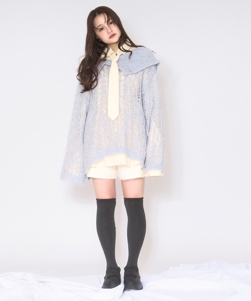 loin nuit（ロワンニュイ）の「sheer collar knit / シアーカラー