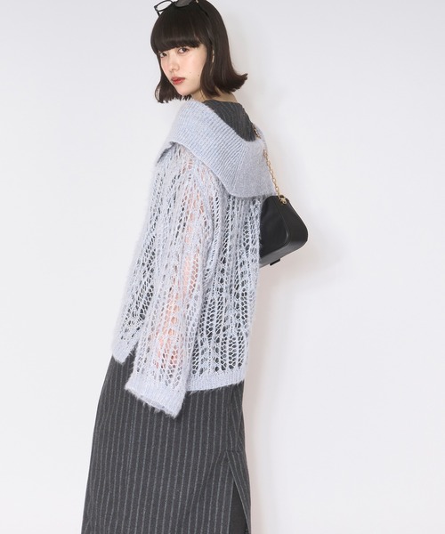 sheer collar knit / シアーカラーニット（ニット/セーター）｜loin