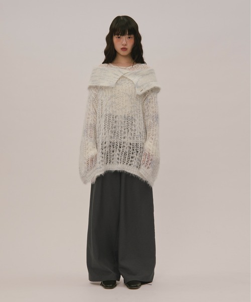 sheer collar knit / シアーカラーニット（ニット/セーター）｜loin