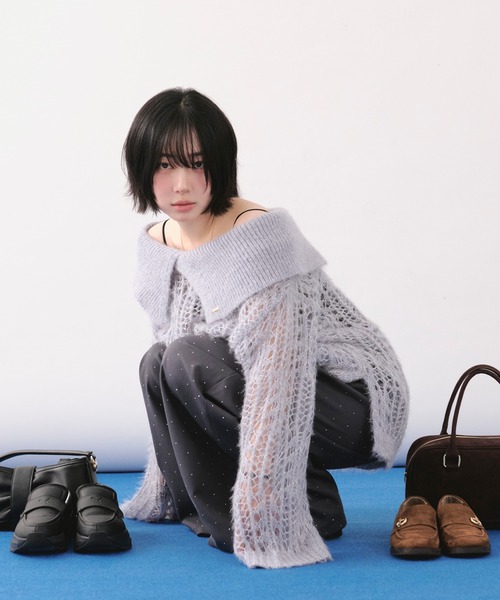 セール】sheer collar knit / シアーカラーニット（ニット/セーター