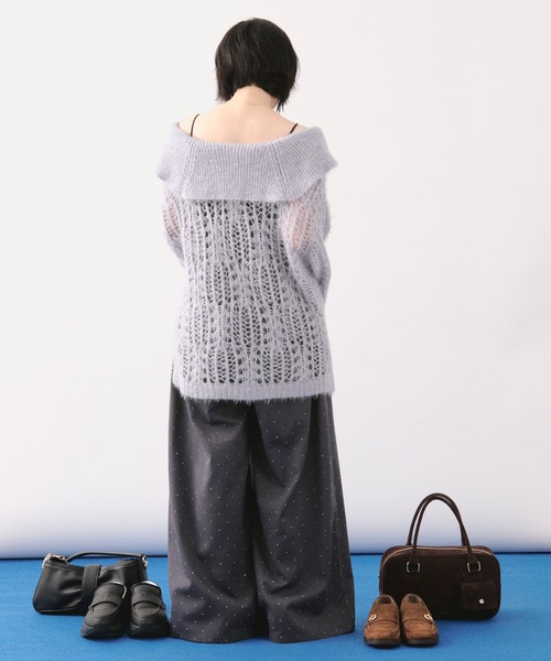 loin nuit シアーカラーニット　Blue loin nuit（ロワンニュイ）の「sheer collar knit / シアーカラー