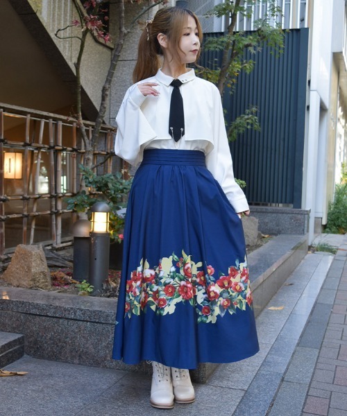 axes femme（アクシーズファム）の「椿柄スカート（スカート・レディース・ブラック/ネイビー・FREE）」の17枚目の写真