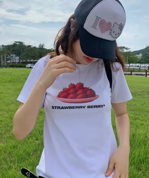 (w)ストロベリー ベリー クロップTシャツ (ホワイト)