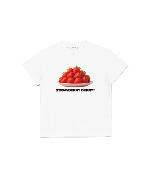 COSO（コソ）の「(w)ストロベリー ベリー クロップTシャツ (ホワイト)（Tシャツ/カットソー・レディース・ホワイト・S/M）」の2枚目の写真