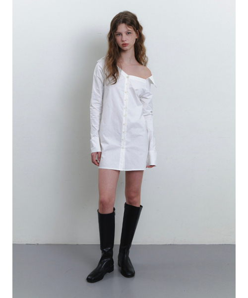 KINDABABY(カインダベイビー)の「one off-shoulder shirts onepiece - white(ワンピース・レディース・ホワイト・FREE)」の1枚目の写真