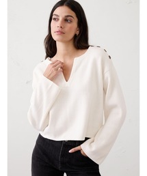 BANANA REPUBLIC FACTORY STORE | BANANA REPUBLIC FACTORY STORE ボタン付き ノッチネック セーター(ニット/セーター)