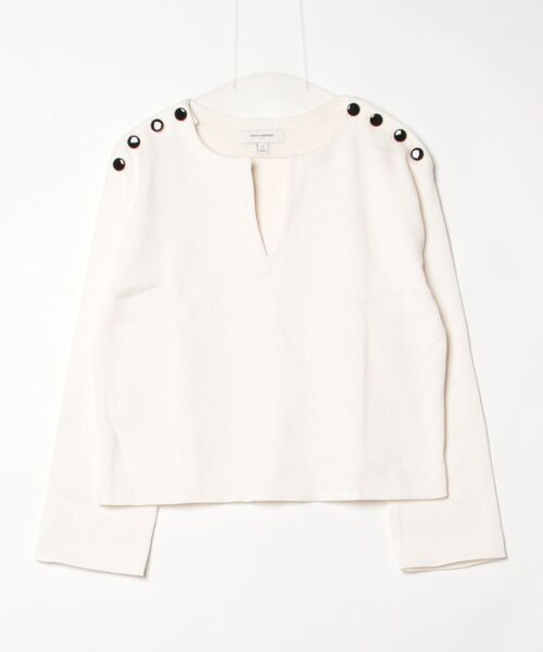 BANANA REPUBLIC FACTORY STORE（バナナリパブリック ファクトリーストア）の「BANANA REPUBLIC FACTORY STORE　　ボタン付き ノッチネック セーター（ニット/セーター・レディース・ホワイト/ネイビー・M/L/S/XS）」の4枚目の写真