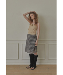 CHECK MIDE SKIRT_GREY