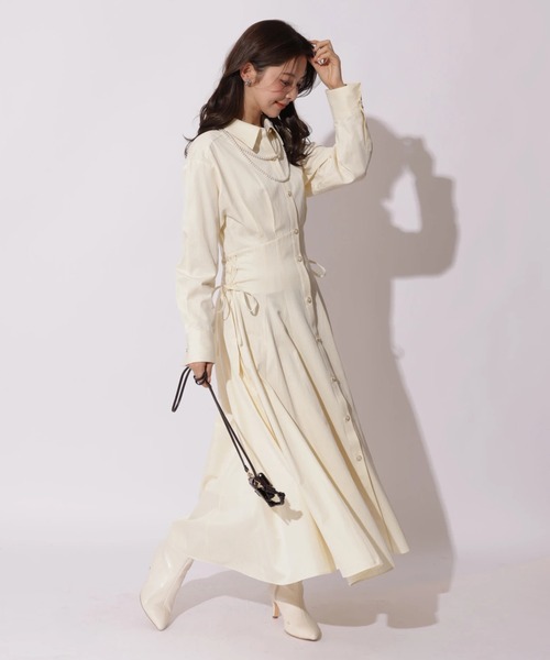 Apuweiser-riche（アプワイザーリッシェ）の「サイドレースアップシャツワンピース（ワンピース・レディース・ライトイエロー・2/1/0）」の9枚目の写真