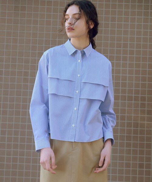 J.PRESS Ladies（J.プレス レディス）の「【WEB限定カラーあり・一枚で着映え】COTTON TEX シャツ ブラウス（シャツ/ブラウス・レディース・ピンク系/サックスブルー系/ブルー系1/ライトグレー系1/ベージュ系1・XS）」の5枚目の写真
