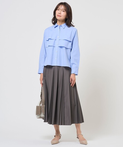 J.PRESS Ladies（J.プレス レディス）の「【WEB限定カラーあり・一枚で着映え】COTTON TEX シャツ ブラウス（シャツ/ブラウス・レディース・ピンク系/サックスブルー系/ブルー系1/ライトグレー系1/ベージュ系1・XS）」の10枚目の写真