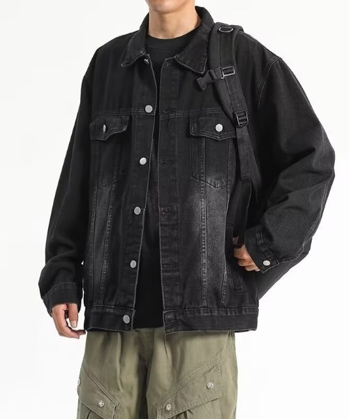SHIBUYA Zy.(シブヤジー)の「DYSTOPIA DENIMユーズド加工デニムジャケット(デニムジャケット・メンズ・ブラック/ダークグレー/ブルー・XL/L/M)」の2枚目の写真