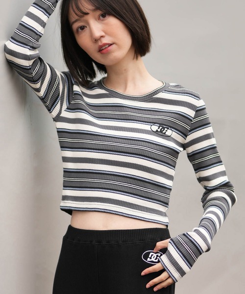 DC(ディーシー)の「DC/ディーシー 26 WS TELECO SHORT LS LLT261312(Tシャツ/カットソー・レディース・ライトピンク/マルチ/ホワイト×ブラック/ブラック×ホワイト/スミクロ・M)」の5枚目の写真
