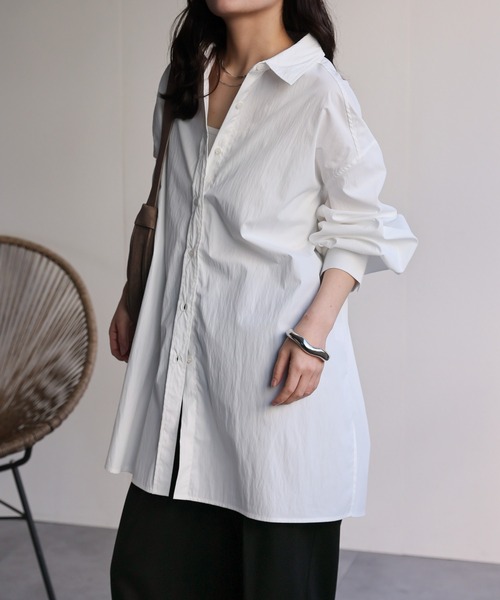 ap retro(アプレトロ)の「タックスリーブロングシャツ / 大人のハリ感ロングシャツ(シャツ/ブラウス・レディース・オフホワイト/ピンク/ホワイト系その他/ブルー系その他/サックスブルー/ベージュ系その他・FREE)」の13枚目の写真
