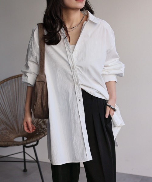 ap retro(アプレトロ)の「タックスリーブロングシャツ / 大人のハリ感ロングシャツ(シャツ/ブラウス・レディース・オフホワイト/ピンク/ホワイト系その他/ブルー系その他/サックスブルー/ベージュ系その他・FREE)」の15枚目の写真