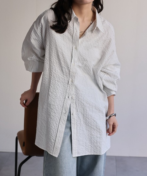 ap retro(アプレトロ)の「タックスリーブロングシャツ / 大人のハリ感ロングシャツ(シャツ/ブラウス・レディース・オフホワイト/ピンク/ホワイト系その他/ブルー系その他/サックスブルー/ベージュ系その他・FREE)」の19枚目の写真