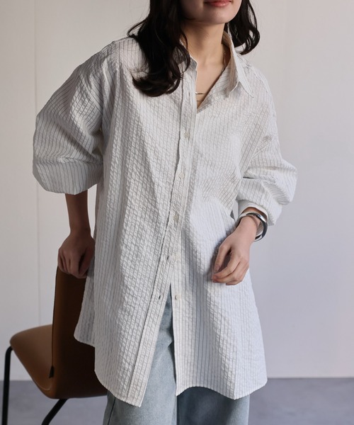 ap retro(アプレトロ)の「タックスリーブロングシャツ / 大人のハリ感ロングシャツ(シャツ/ブラウス・レディース・オフホワイト/ピンク/ホワイト系その他/ブルー系その他/サックスブルー/ベージュ系その他・FREE)」の21枚目の写真