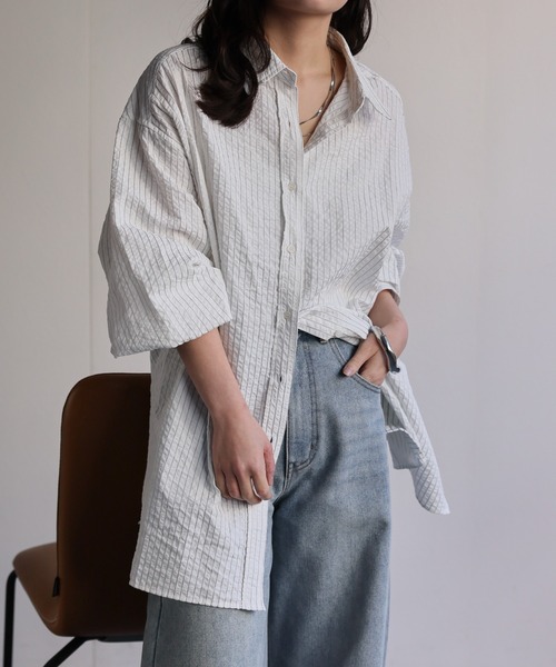 ap retro(アプレトロ)の「タックスリーブロングシャツ / 大人のハリ感ロングシャツ(シャツ/ブラウス・レディース・オフホワイト/ピンク/ホワイト系その他/ブルー系その他/サックスブルー/ベージュ系その他・FREE)」の22枚目の写真