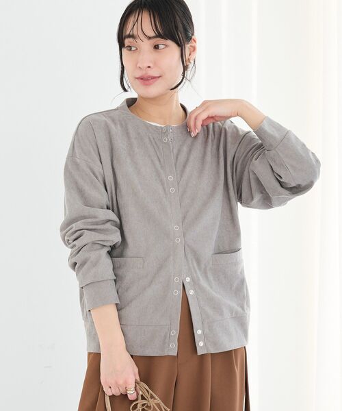 CRAFT STANDARD BOUTIQUE(クラフトスタンダードブティック)の「リングドットボタンカーディガン(カーディガン/ボレロ・レディース・ブラウン/ピンク/グレー/アイボリー・FREE)」の4枚目の写真