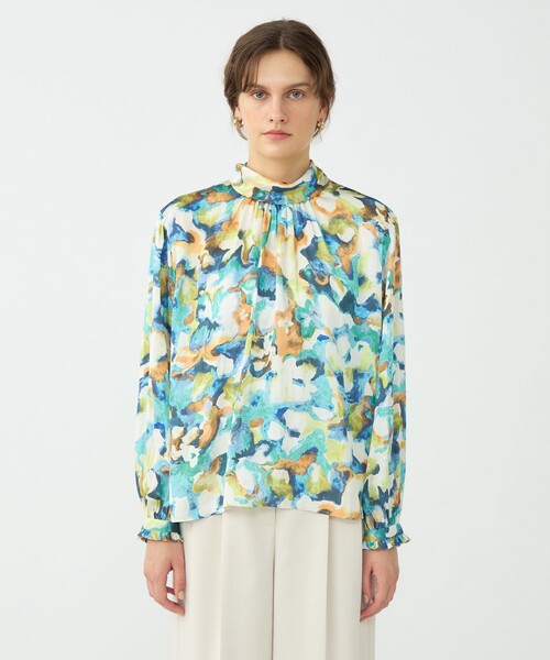 ミスティーフラワープリント バックリボンブラウス（シャツ/ブラウス