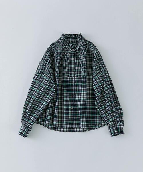 conges payes ADIEU TRISTESSE（コンジェ ペイエ アデュートリステス）の「チェックパッチワークブラウス（シャツ/ブラウス・レディース・グリーン系その他/ブラック系その他・38）」の2枚目の写真