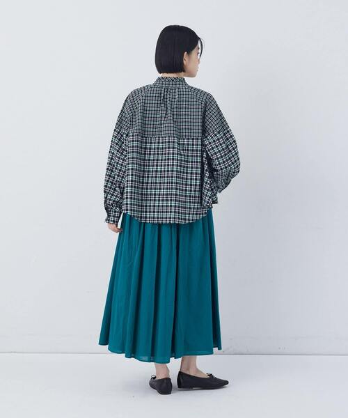 conges payes ADIEU TRISTESSE（コンジェ ペイエ アデュートリステス）の「チェックパッチワークブラウス（シャツ/ブラウス・レディース・グリーン系その他/ブラック系その他・38）」の5枚目の写真