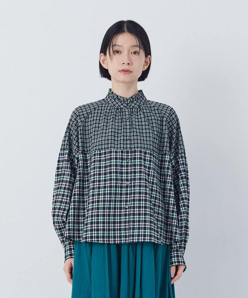 conges payes ADIEU TRISTESSE（コンジェ ペイエ アデュートリステス）の「チェックパッチワークブラウス（シャツ/ブラウス・レディース・グリーン系その他/ブラック系その他・38）」の8枚目の写真