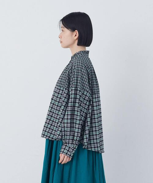 conges payes ADIEU TRISTESSE（コンジェ ペイエ アデュートリステス）の「チェックパッチワークブラウス（シャツ/ブラウス・レディース・グリーン系その他/ブラック系その他・38）」の9枚目の写真