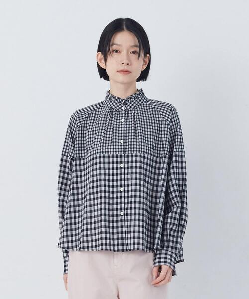 conges payes ADIEU TRISTESSE（コンジェ ペイエ アデュートリステス）の「チェックパッチワークブラウス（シャツ/ブラウス・レディース・グリーン系その他/ブラック系その他・38）」の14枚目の写真