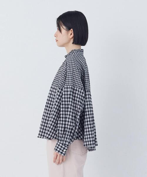 conges payes ADIEU TRISTESSE（コンジェ ペイエ アデュートリステス）の「チェックパッチワークブラウス（シャツ/ブラウス・レディース・グリーン系その他/ブラック系その他・38）」の15枚目の写真