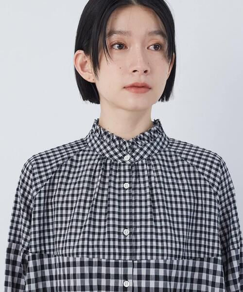 conges payes ADIEU TRISTESSE（コンジェ ペイエ アデュートリステス）の「チェックパッチワークブラウス（シャツ/ブラウス・レディース・グリーン系その他/ブラック系その他・38）」の17枚目の写真