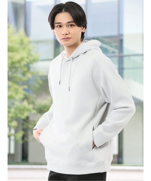 TAKA-Q（タカキュー）の「【ストレッチ イージーケア】タカキュー ソフトダンボール プルパーカー（パーカー・メンズ・ライトグレー/ベージュ/ブラック/サックスブルー・MEDIUM/LARGE/X-LARGE）」の3枚目の写真