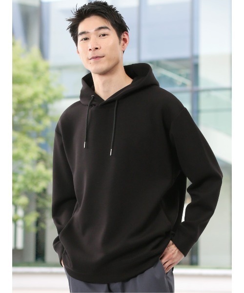 TAKA-Q（タカキュー）の「【ストレッチ イージーケア】タカキュー ソフトダンボール プルパーカー（パーカー・メンズ・ライトグレー/ベージュ/ブラック/サックスブルー・MEDIUM/LARGE/X-LARGE）」の2枚目の写真