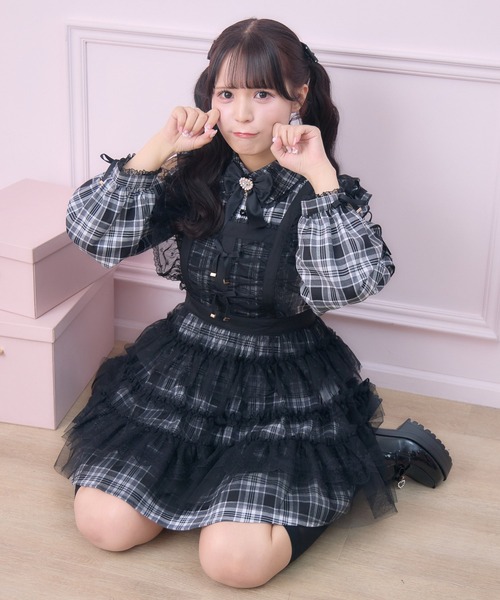 ROJITA（ロジータ）の「チュールエプロン付きメイドワンピース（ワンピース・レディース・チェック/ブラック/ピンク・FREE）」の11枚目の写真