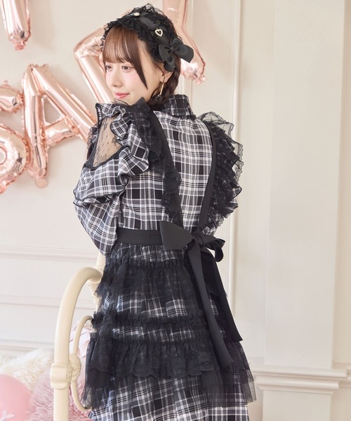 ROJITA（ロジータ）の「チュールエプロン付きメイドワンピース（ワンピース・レディース・チェック/ブラック/ピンク・FREE）」の17枚目の写真
