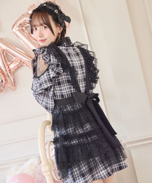 ROJITA（ロジータ）の「チュールエプロン付きメイドワンピース（ワンピース・レディース・チェック/ブラック/ピンク・FREE）」の18枚目の写真