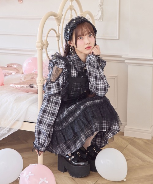 ROJITA（ロジータ）の「チュールエプロン付きメイドワンピース（ワンピース・レディース・チェック/ブラック/ピンク・FREE）」の14枚目の写真