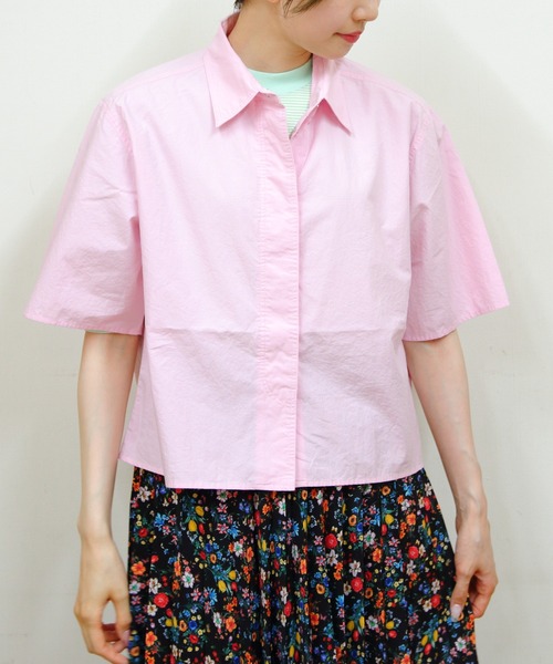 MEYAME(メヤメ)の「MEYAME/メヤメ フライフロントハーフスリーブシャツ FRY FRONT HALF SLEEVE SHIRTS(シャツ/ブラウス・レディース・クリーム/ピンク・FREE)」の2枚目の写真