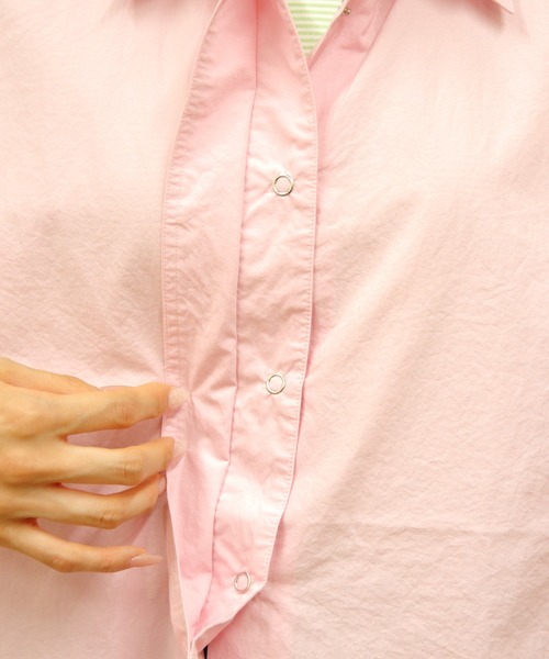 MEYAME(メヤメ)の「MEYAME/メヤメ フライフロントハーフスリーブシャツ FRY FRONT HALF SLEEVE SHIRTS(シャツ/ブラウス・レディース・クリーム/ピンク・FREE)」の5枚目の写真