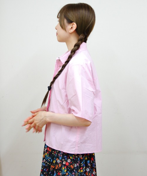 MEYAME(メヤメ)の「MEYAME/メヤメ フライフロントハーフスリーブシャツ FRY FRONT HALF SLEEVE SHIRTS(シャツ/ブラウス・レディース・クリーム/ピンク・FREE)」の6枚目の写真