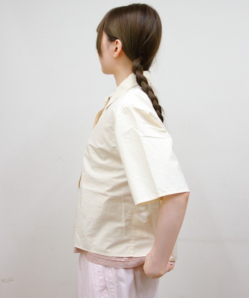 MEYAME(メヤメ)の「MEYAME/メヤメ フライフロントハーフスリーブシャツ FRY FRONT HALF SLEEVE SHIRTS(シャツ/ブラウス・レディース・クリーム/ピンク・FREE)」の10枚目の写真