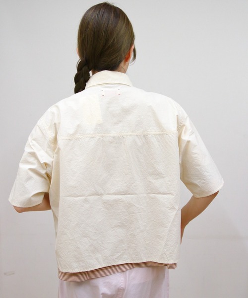 MEYAME(メヤメ)の「MEYAME/メヤメ フライフロントハーフスリーブシャツ FRY FRONT HALF SLEEVE SHIRTS(シャツ/ブラウス・レディース・クリーム/ピンク・FREE)」の11枚目の写真
