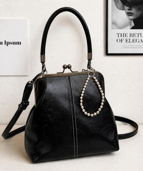 NOLITA LABORATORY(ノリータラボラトリー)の「【 NOLITA / ノリータ 】バッグチャーム付き 2WAY がま口 ハンドバッグ(ショルダーバッグ・レディース・ブラック/グリーン/アイボリー/ブラウン・FREE)」の1枚目の写真