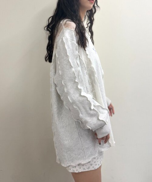 w closet（ダブルクローゼット）の「レースメロウスウェット（Tシャツ/カットソー・レディース・アイボリー/グレー/オレンジ/ネイビー・FREE）」の13枚目の写真