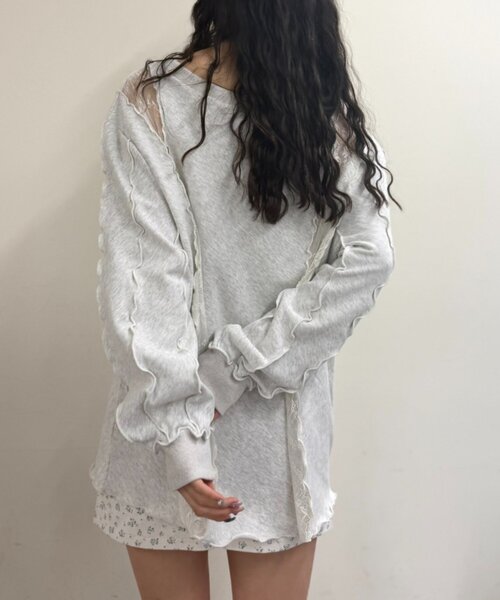 w closet（ダブルクローゼット）の「レースメロウスウェット（Tシャツ/カットソー・レディース・アイボリー/グレー/オレンジ/ネイビー・FREE）」の14枚目の写真
